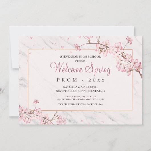 Cherry Blossom Lijst Prom Uitnodiging (Voorkant)