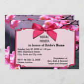 Cherry Blossom Lijst & Roze Bow Vrijgezellenfeest Kaart (Voorkant / Achterkant)