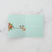  Cherry Blossom Love Bird Mint Bedankkaart (Binnen)
