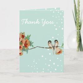  Cherry Blossom Love Bird Mint Bedankkaart