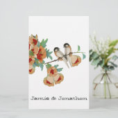  Cherry Blossom Love Bird Mint Briefpapier (Staand voorkant)