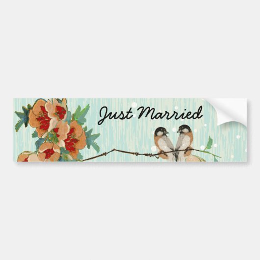  Cherry Blossom Love Bird Mint Bumpersticker (Voorkant)