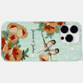 Cherry Blossom Love Bird Mint Case-Mate iPhone Case (Achterkant (horizontaal))