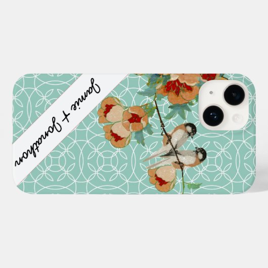  Cherry Blossom Love Bird Mint Case-Mate iPhone Case (Achterkant (horizontaal))