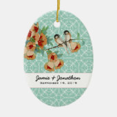  Cherry Blossom Love Bird Mint Keramisch Ornament (Voorkant)