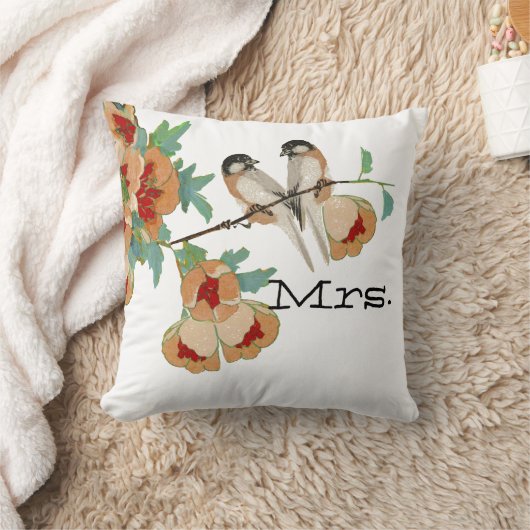  Cherry Blossom Love Bird Mint Kussen (Deken)