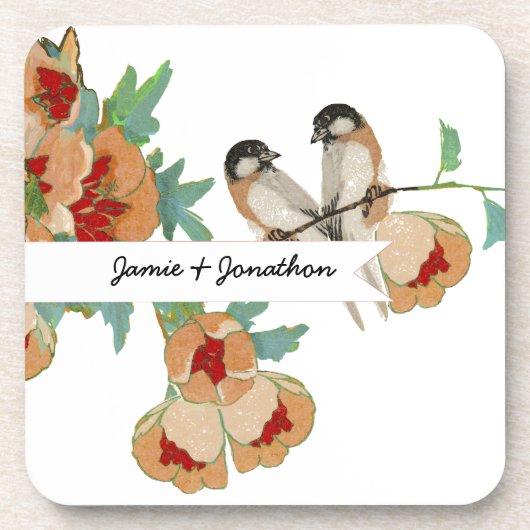  Cherry Blossom Love Bird Mint Onderzetter (Voorkant)