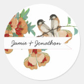  Cherry Blossom Love Bird Mint Ronde Sticker (Voorkant)