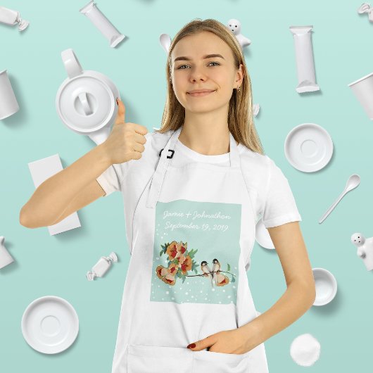 Cherry Blossom Love Bird Mint Standaard Schort