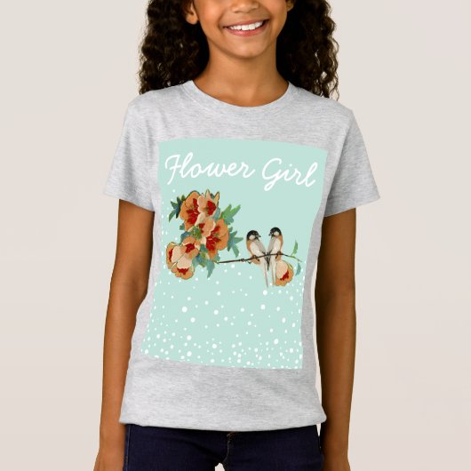 Cherry Blossom Love Bird Mint T-shirt (Voorkant)