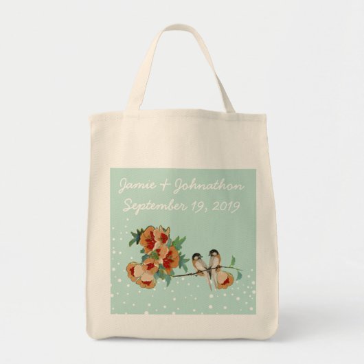  Cherry Blossom Love Bird Mint Tote Bag (Voorkant)