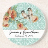  Cherry Blossom Love Bird Mint Zandsteen Onderzetter (Voorkant)
