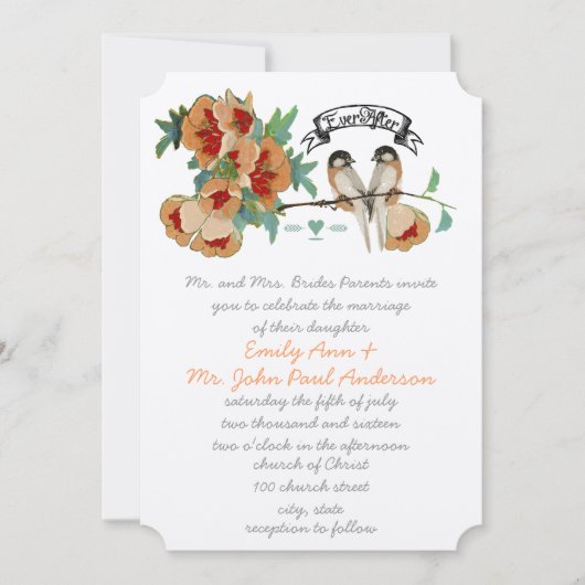  Cherry Blossom Love BIrd Peach Mint Kaart (Voorkant)