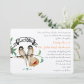  Cherry Blossom Love BIrd Peach Mint Kaart (Staand voorkant)