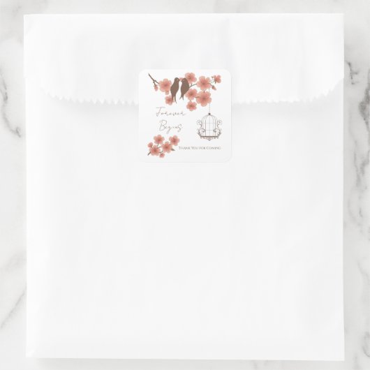 Cherry Blossom Lovebirds Wedding Sticker (Tas)