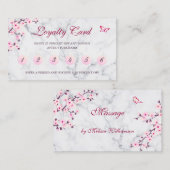 Cherry Blossom Loyalty Card Pink Grey Marble Visitekaartje (Voorkant / Achterkant)