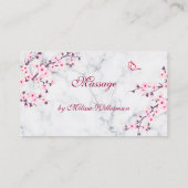 Cherry Blossom Loyalty Card Pink Grey Marble Visitekaartje (Achterkant)