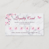 Cherry Blossom Loyalty Card Pink Grey Marble Visitekaartje (Voorkant)
