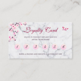 Cherry Blossom Loyalty Card Pink Grey Marble Visitekaartje