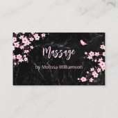Cherry Blossom Loyalty Kaart Pink Black Marmer Visitekaartje (Achterkant)