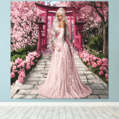 Cherry Blossom Maiden Wall Art Canvas Afdruk (Insitu (Houten vloer))