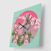 Cherry Blossom Maiden Wall Clock  Vierkante Klok (Hoek)