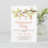 Cherry blossom mason jar bruiloft verloffeest kaart (Staand voorkant)