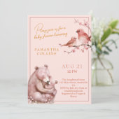Cherry Blossom Meisje Woodland Baby shower Kaart (Staand voorkant)