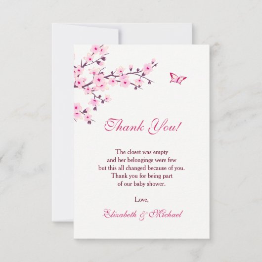 Cherry Blossom | MeisjesBaby shower | Bedankkaart (Voorkant)