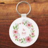Cherry Blossom met de scriptie "Be still" Sleutelhanger (Voorkant)