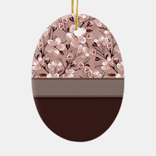 Cherry Blossom met Lace Monogram Keramisch Ornament (Achterkant)