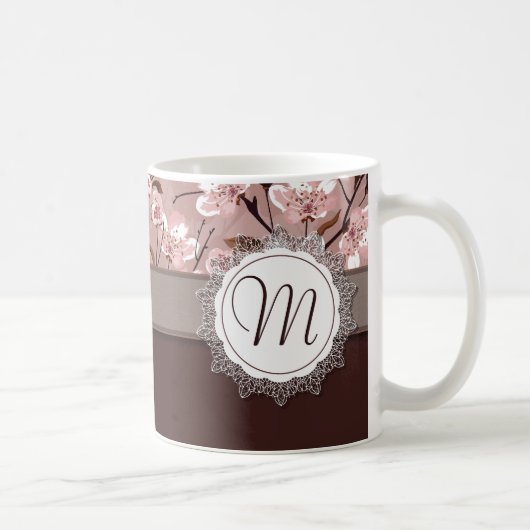 Cherry Blossom met Lace Monogram Koffiemok (Rechts)