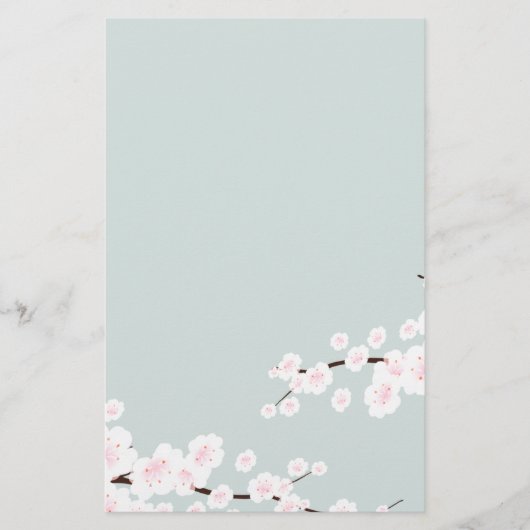 Cherry Blossom met Mint Green Background Briefpapier (Voorkant)