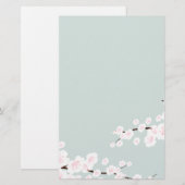 Cherry Blossom met Mint Green Background Briefpapier (Voorkant / Achterkant)