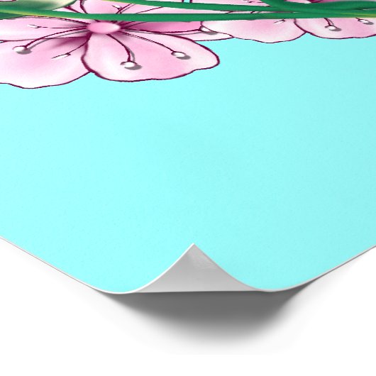 Cherry Blossom met roze Butterflies Poster (Hoek)