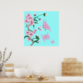 Cherry Blossom met roze Butterflies Poster (Keuken)