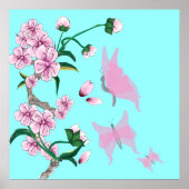 Cherry Blossom met roze Butterflies Poster (Voorkant)