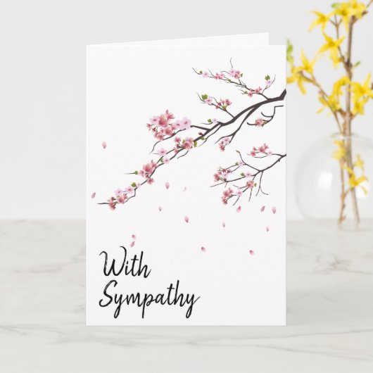Cherry Blossom "Met sympathie" Kaart (Gele Bloem)