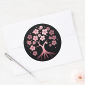 Cherry blossom, minimalisme, roze, Japans Ronde Sticker (Envelop)