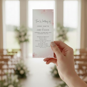 Cherry Blossom Minimalistische Lente Trouwceremoni Programmakaart
