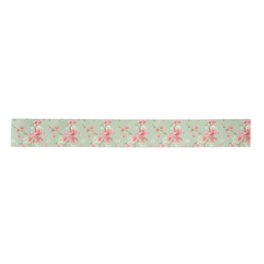 Cherry blossom, mint, jade, trendy, mooi, patroon, satijnen lint (Voorkant)