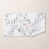 Cherry Blossom Mint White Rose Gold Monogram Handdoek (Handdoek)