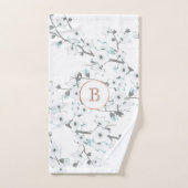 Cherry Blossom Mint White Rose Gold Monogram Handdoek (Handdoek)