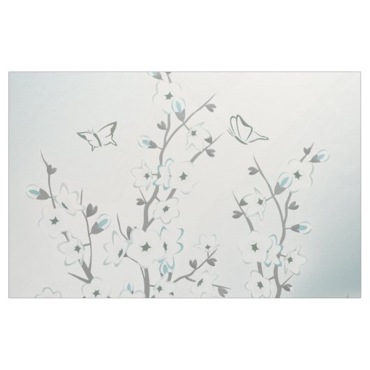 Cherry Blossom Mint White Stof (Yard (91,4 cm))