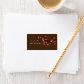 Cherry Blossom Mocha Bruiloft Bruids Retourlabel Etiket (Insitu)