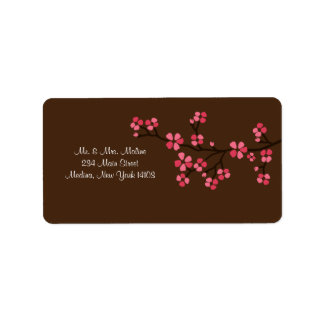 Cherry Blossom Mocha Bruiloft Bruids Retourlabel Etiket