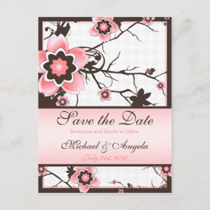 Cherry Blossom Modern Custom Save the Date Aankondigingskaart
