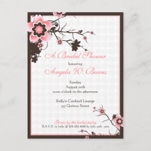Cherry Blossom Modern Custom Vrijgezellenfeest Uitnodiging Briefkaart