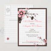 Cherry Blossom Modern Custom Vrijgezellenfeest Uitnodiging Briefkaart (Voorkant / Achterkant)