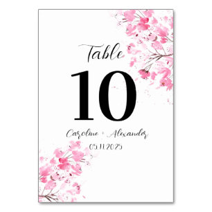 Cherry blossom Modern Oriental Sakura Wedding Tab Kaart